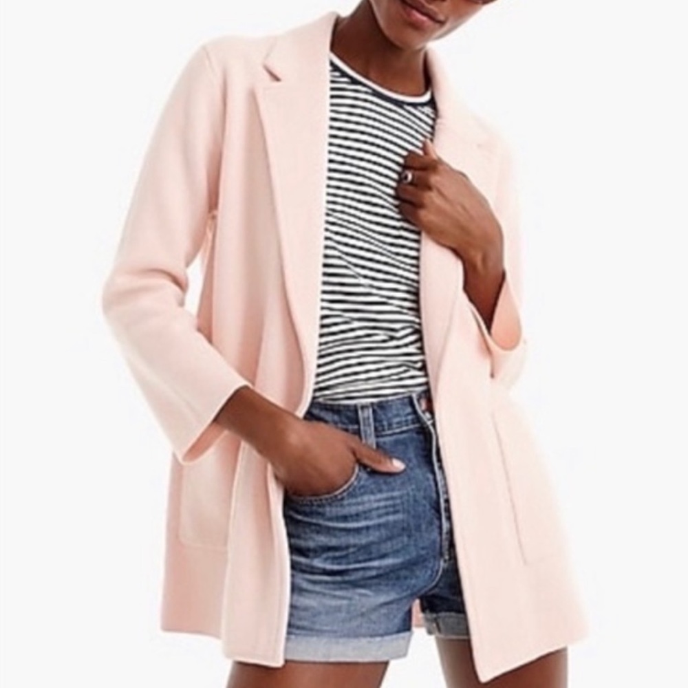 J. Crew Sophie Blush Pink Sweater Blazer XXS NWT